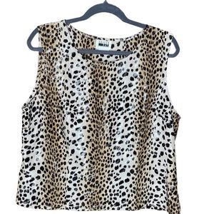 Leslie Fay Leopard Print Sleeveless Tank Top in Black and Tan